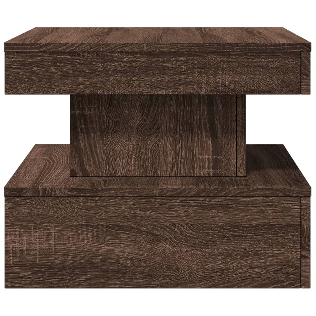 Table basse avec lumières LED aspect chêne marron 50x50x40 cm