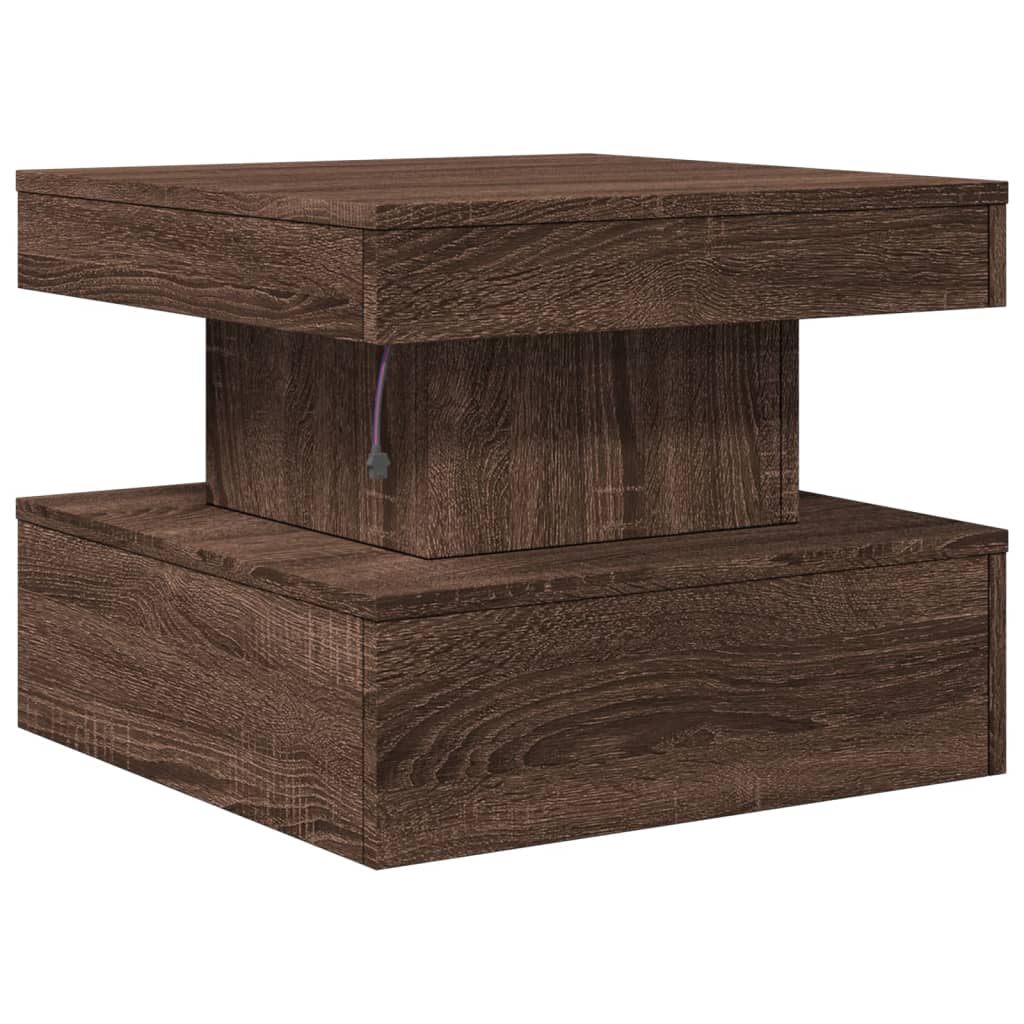 Table basse avec lumières LED aspect chêne marron 50x50x40 cm