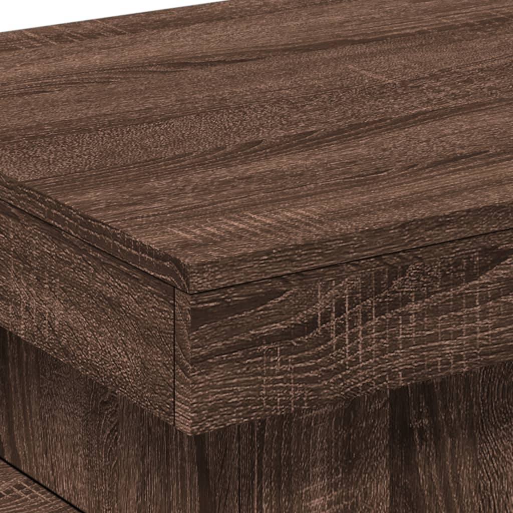 Table basse avec lumières LED aspect chêne marron 50x50x40 cm