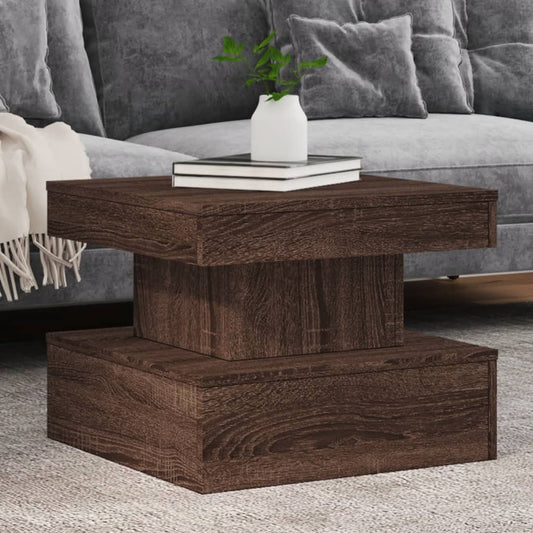 Table basse avec lumières LED aspect chêne marron 50x50x40 cm