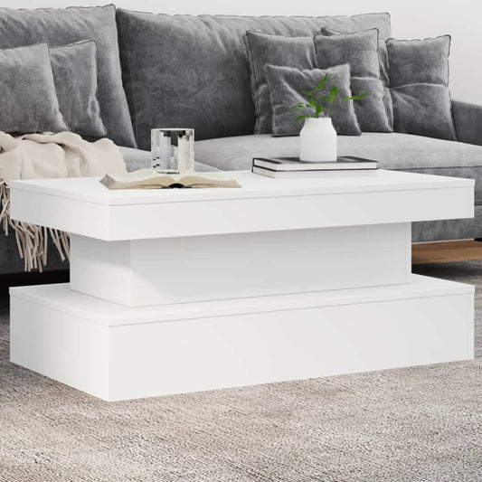 Coffee table with LED lights White 90x50x40 cm