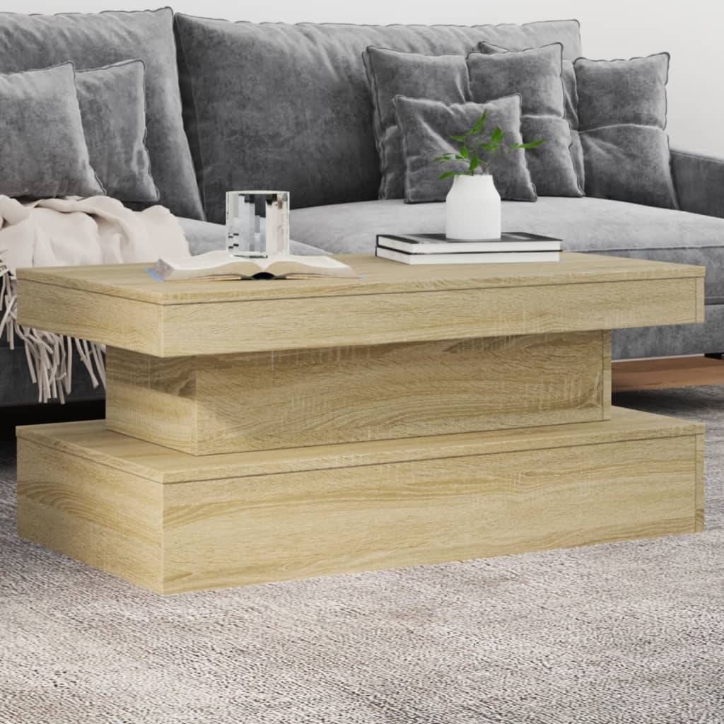 Table basse avec lumières LED Chêne Sonoma 90x50x40 cm