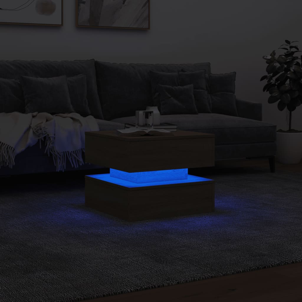 Table basse avec lumières LED Chêne Sonoma 50x50x40 cm
