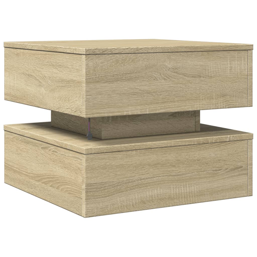 Table basse avec lumières LED Chêne Sonoma 50x50x40 cm