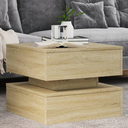 Table basse avec lumières LED Chêne Sonoma 50x50x40 cm
