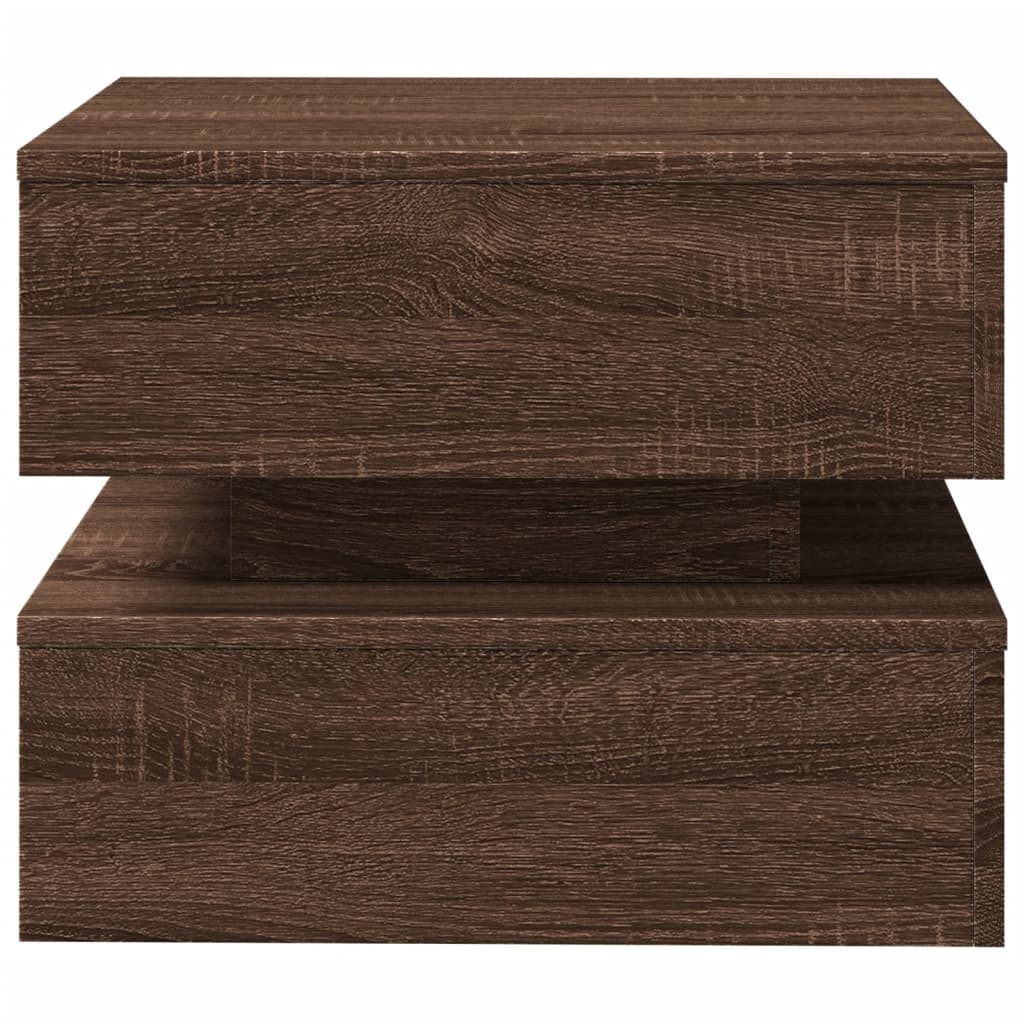 Table basse avec lumières LED aspect chêne marron 50x50x40 cm