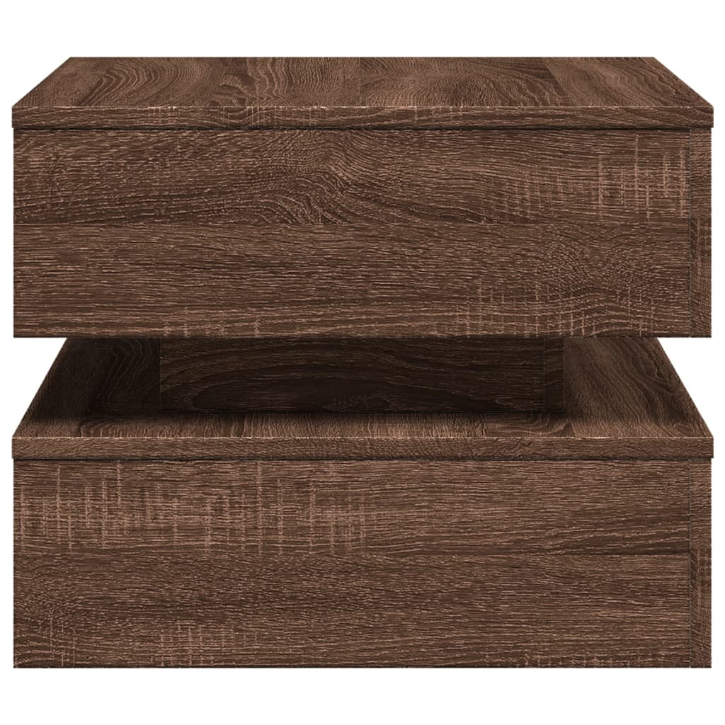 Table basse avec lumières LED aspect chêne marron 50x50x40 cm