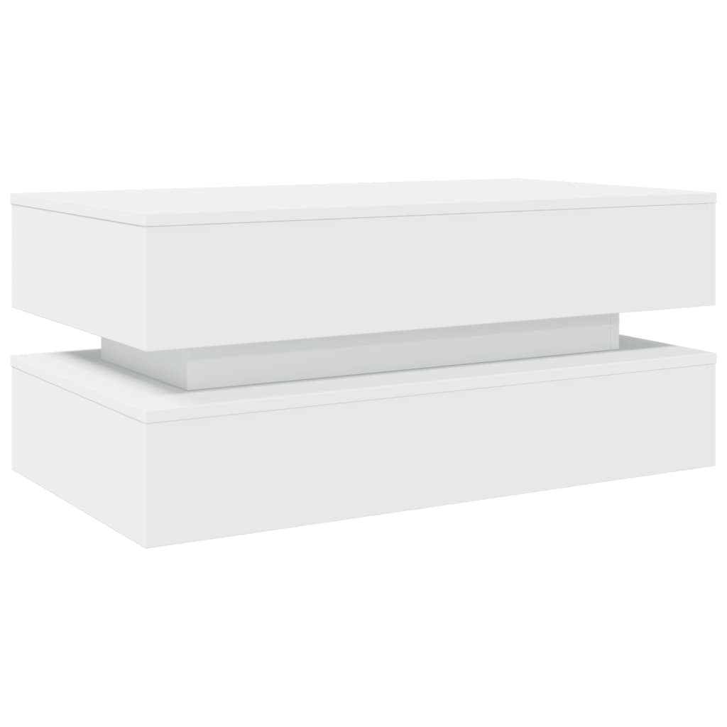 Coffee table with LED lights White 90x50x40 cm