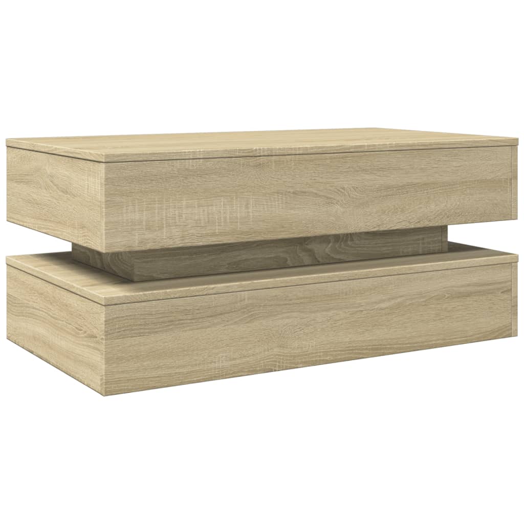 Table basse avec lumières LED Chêne Sonoma 90x50x40 cm