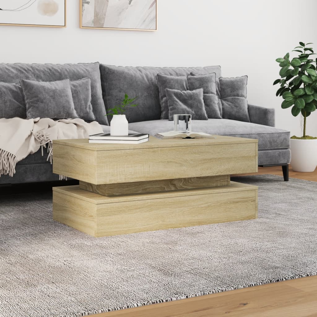 Table basse avec lumières LED Chêne Sonoma 90x50x40 cm
