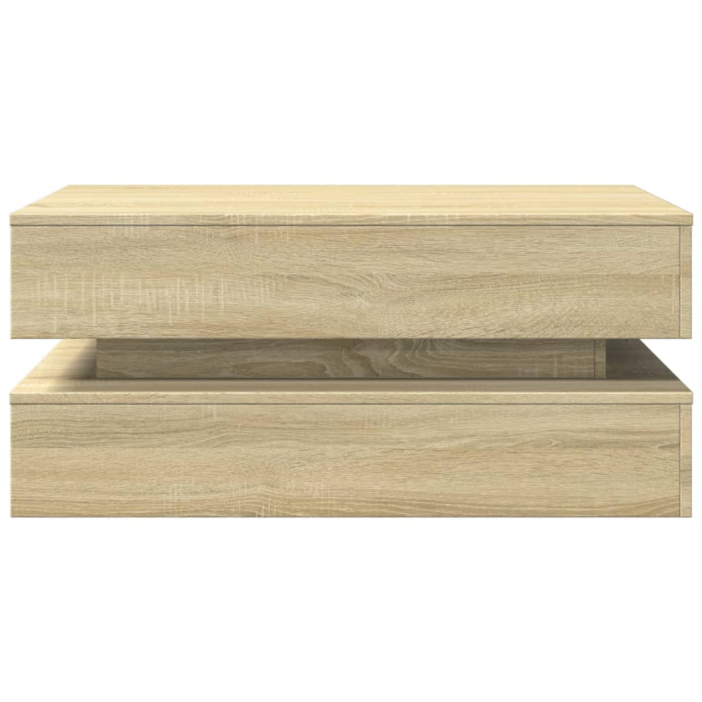 Table basse avec lumières LED Chêne Sonoma 90x50x40 cm