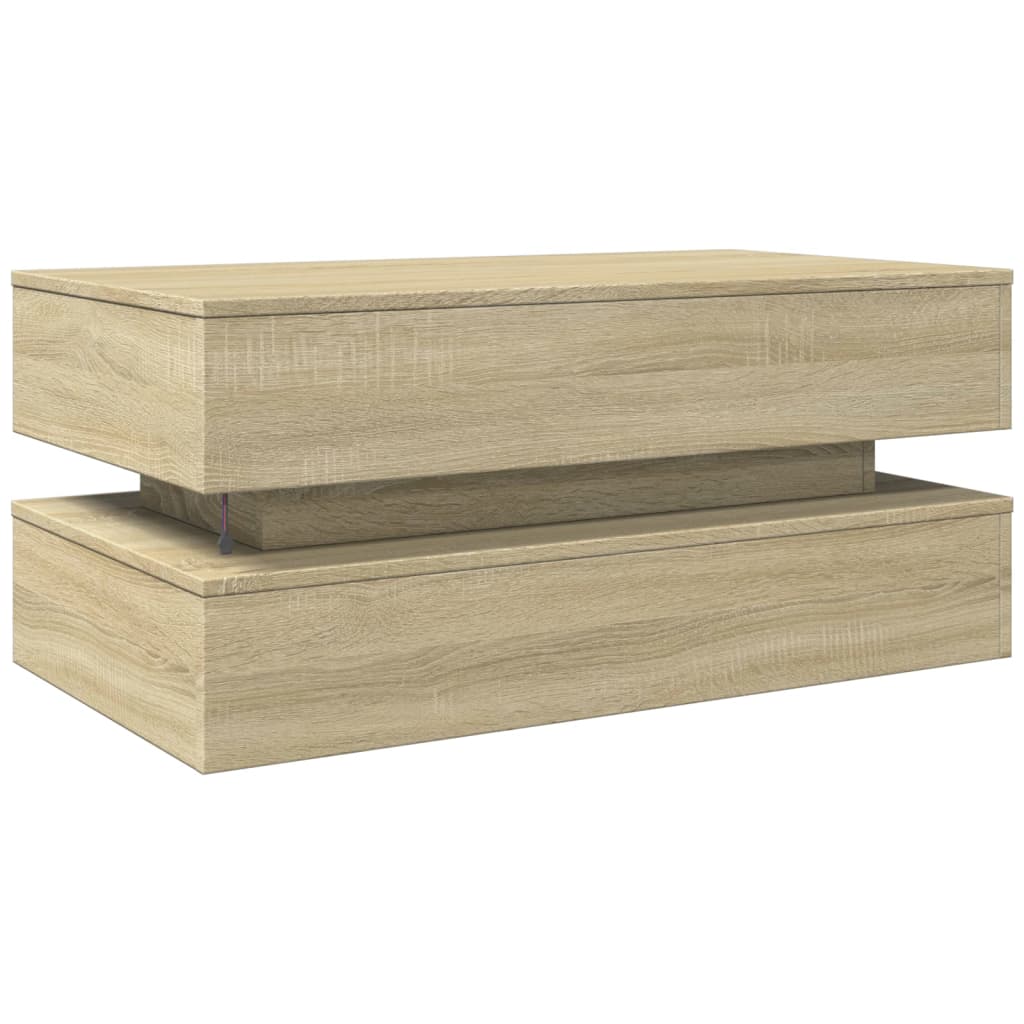 Table basse avec lumières LED Chêne Sonoma 90x50x40 cm