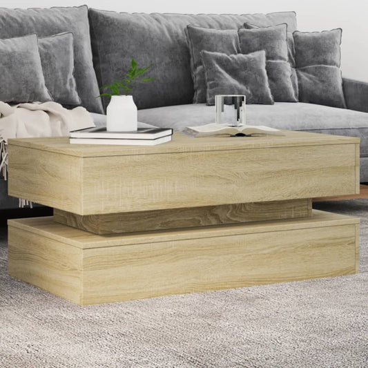 Table basse avec lumières LED Chêne Sonoma 90x50x40 cm
