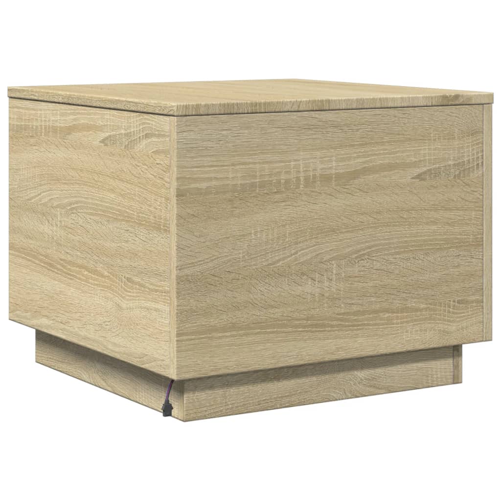 Table basse avec lumières LED Chêne Sonoma 50x50x40 cm