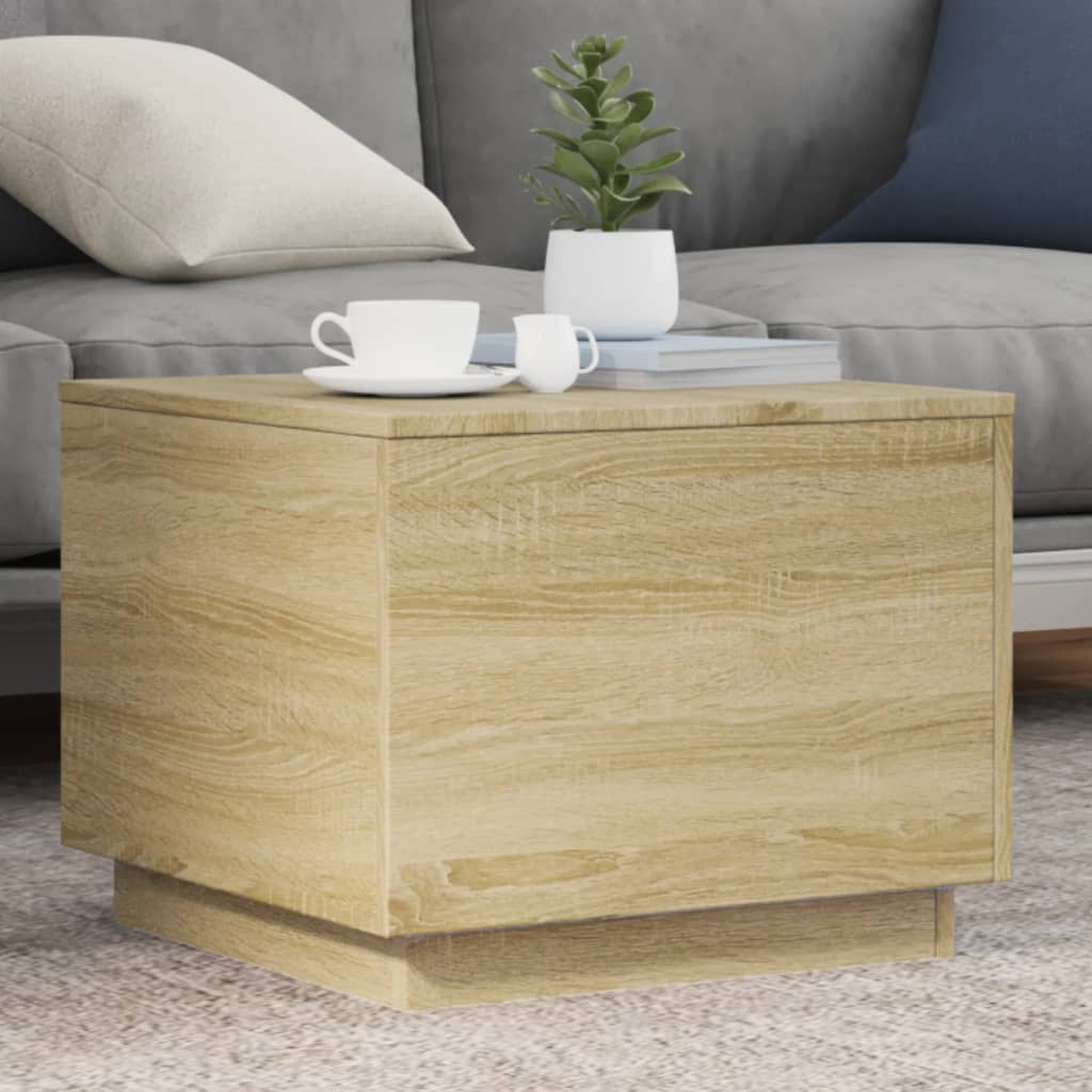 Table basse avec lumières LED Chêne Sonoma 50x50x40 cm