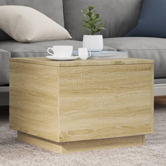 Table basse avec lumières LED Chêne Sonoma 50x50x40 cm