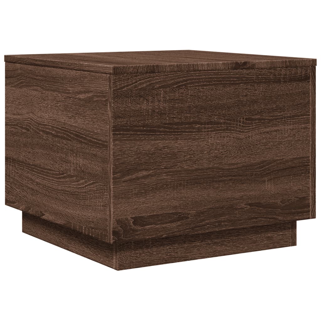 Table basse avec lumières LED aspect chêne marron 50x50x40 cm