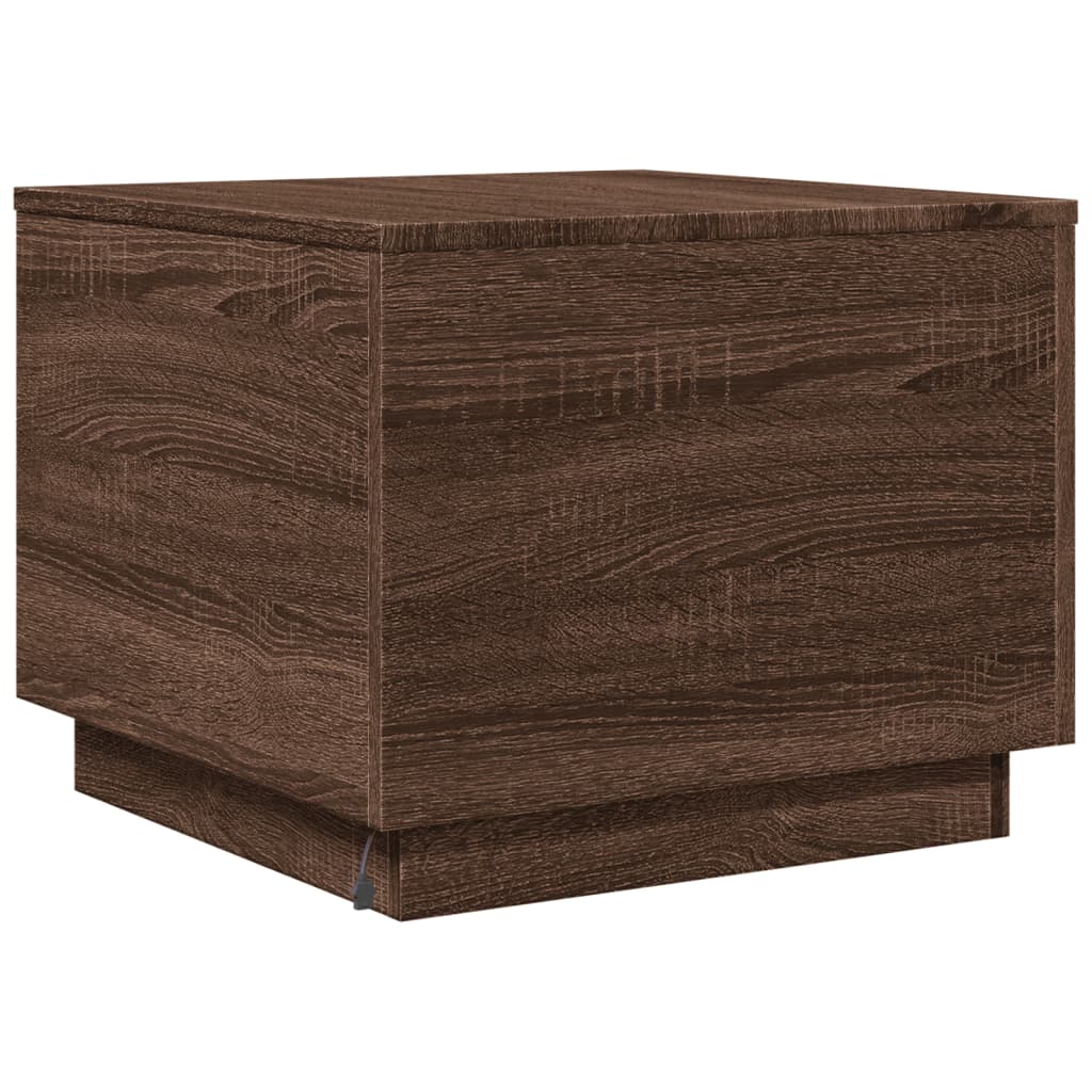 Table basse avec lumières LED aspect chêne marron 50x50x40 cm