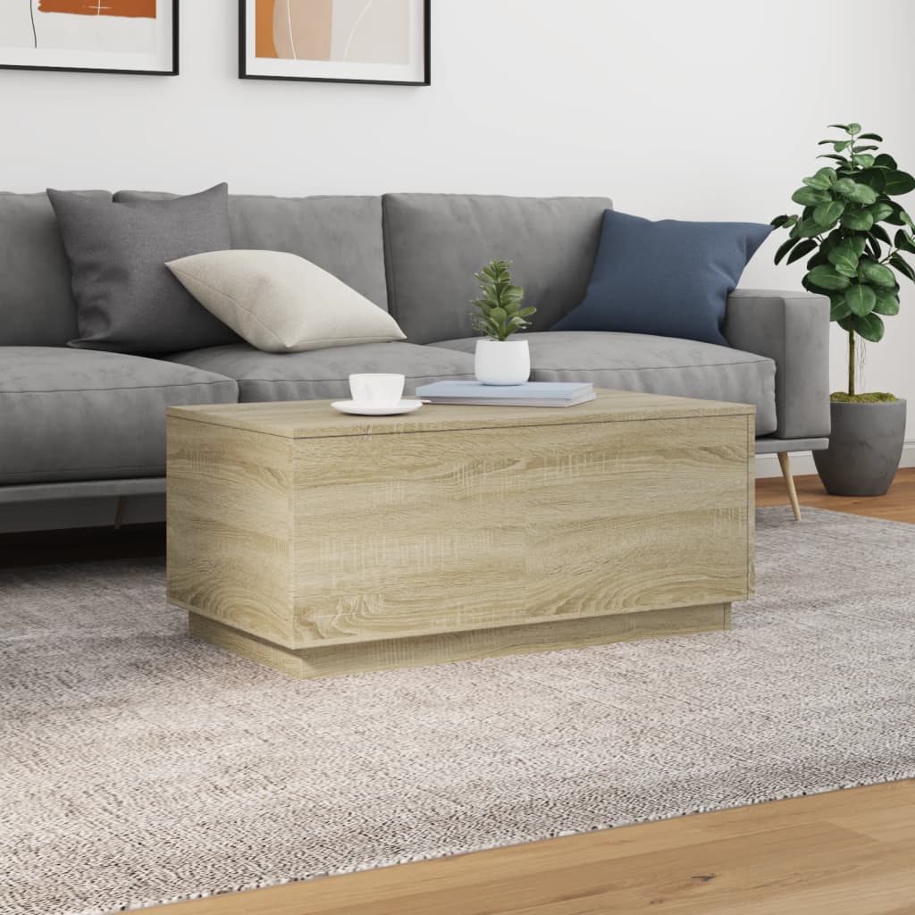 Table basse avec lumières LED Chêne Sonoma 90x50x40 cm