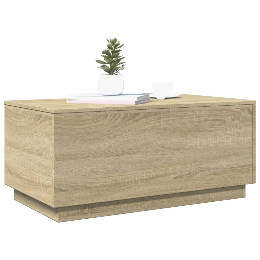 Table basse avec lumières LED Chêne Sonoma 90x50x40 cm