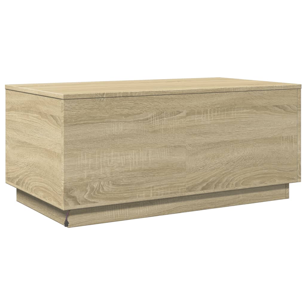 Table basse avec lumières LED Chêne Sonoma 90x50x40 cm