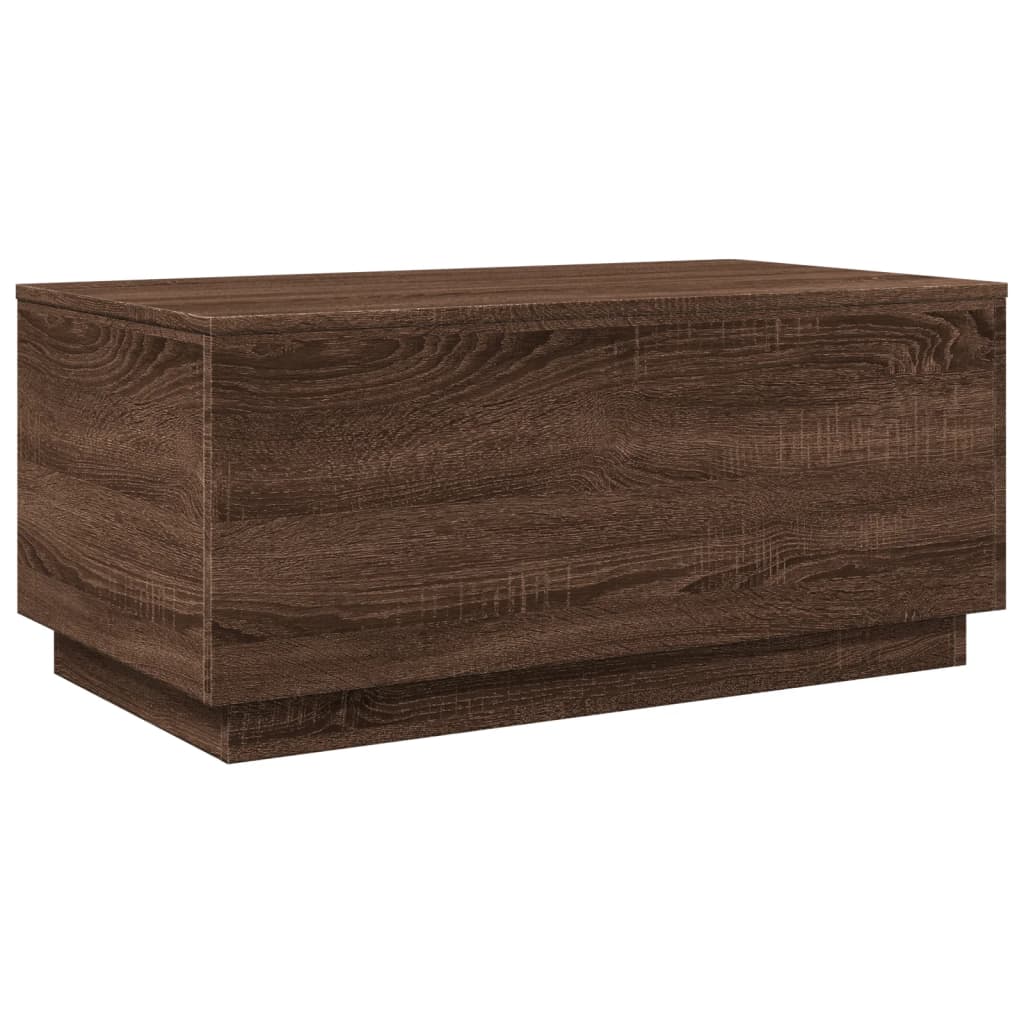 Coffee table with LED lights brown oak look 90x50x40 cm