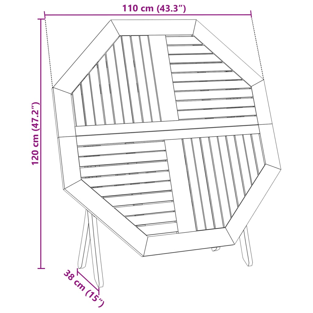Gartentisch Klappbar Ø110x75 cm Massivholz Akazie