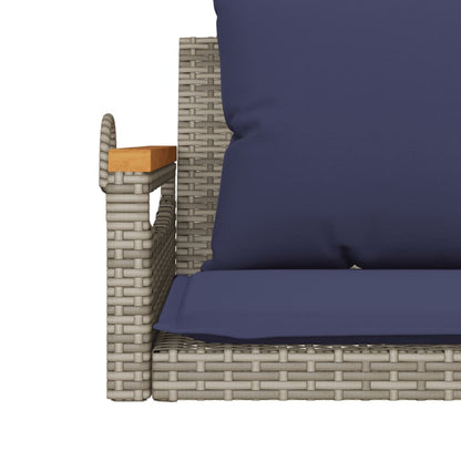 Hängebank mit Kissen Grau 109x62x40 cm Poly Rattan