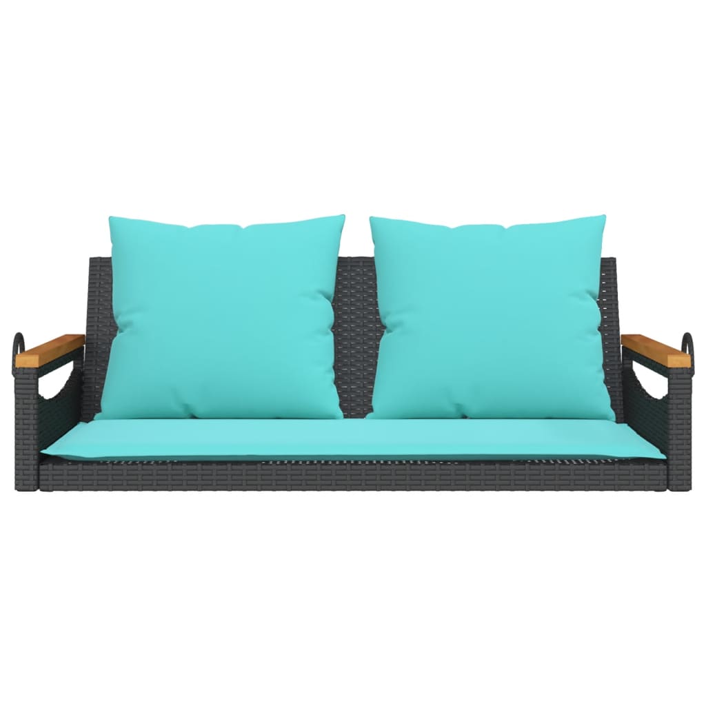 Hängebank mit Kissen Schwarz 109x62x40 cm Poly Rattan