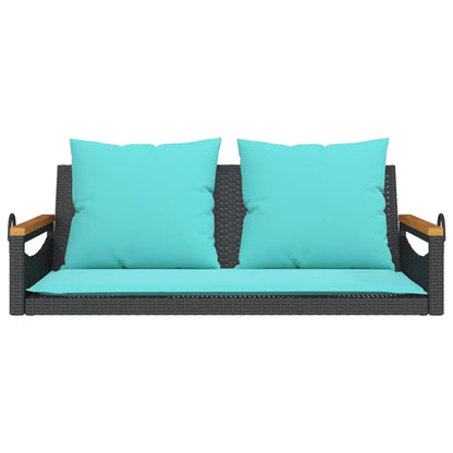 Hängebank mit Kissen Schwarz 109x62x40 cm Poly Rattan