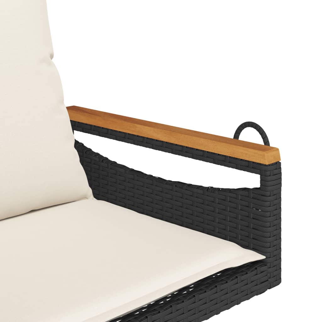 Chaise suspendue avec coussin noir 63x62x40 cm poly rotin