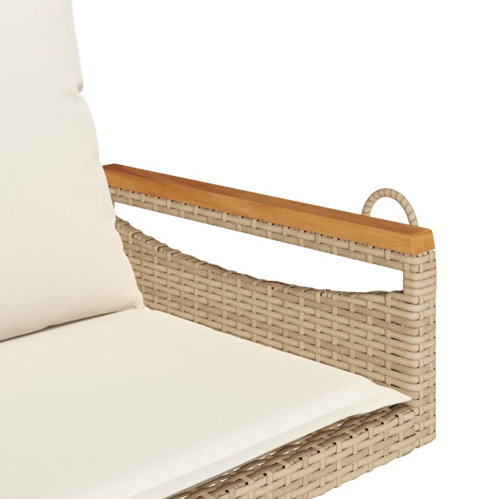 Chaise suspendue avec coussin beige 63x62x40 cm poly rotin