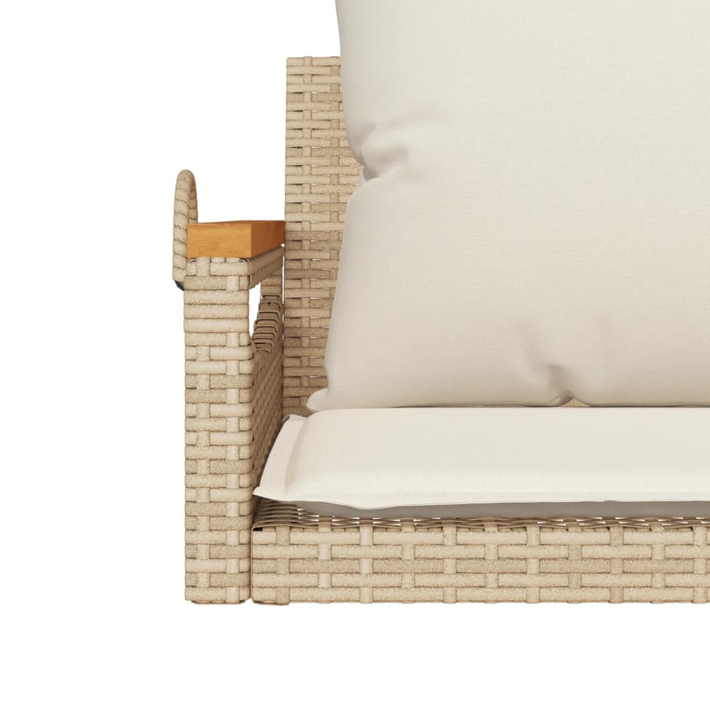 Chaise suspendue avec coussin beige 63x62x40 cm poly rotin