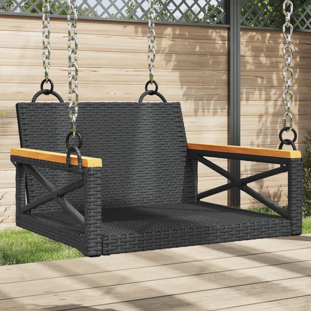 Hängesessel Schwarz 63x62x40 cm Poly Rattan