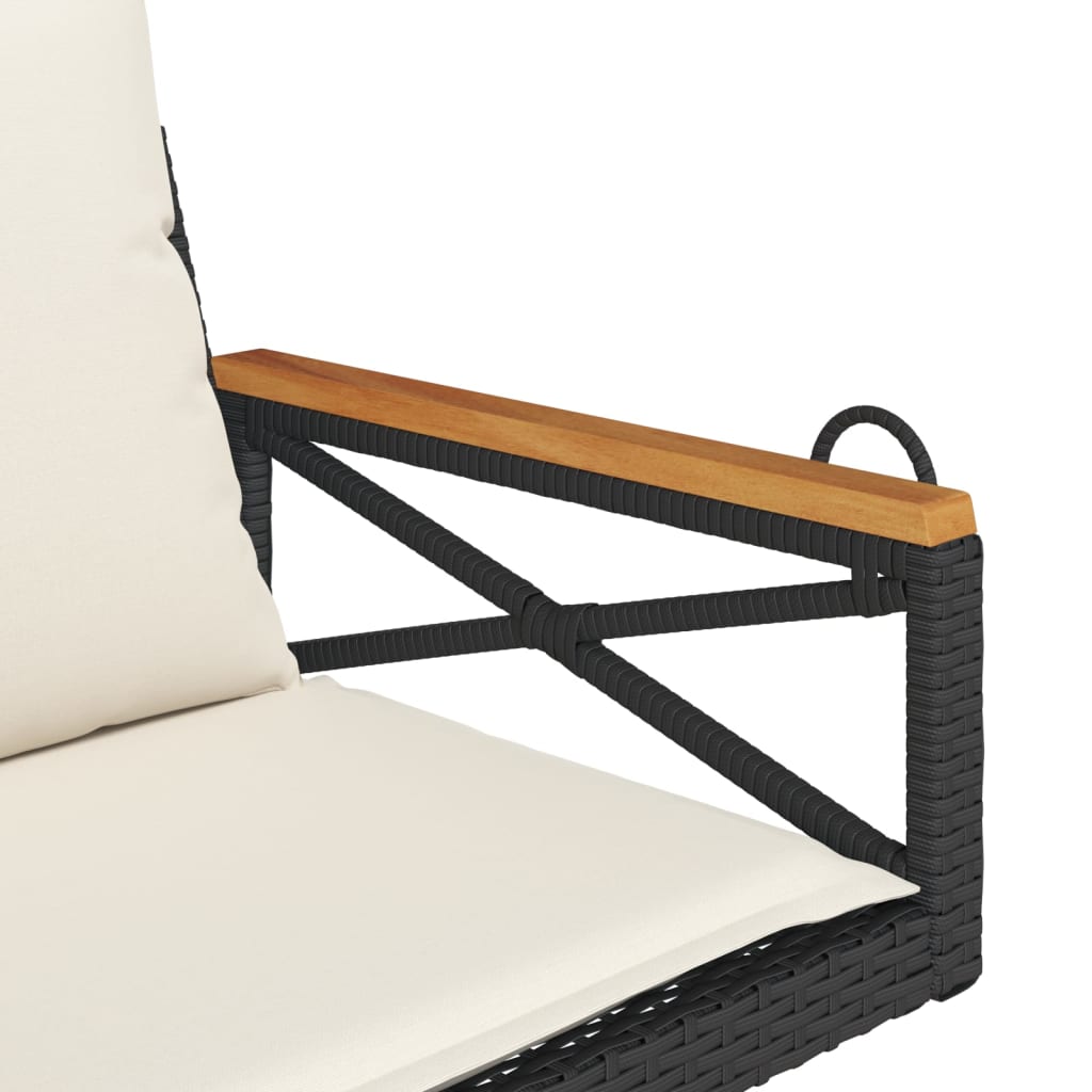 Chaise suspendue avec coussin noir 63x62x40 cm poly rotin