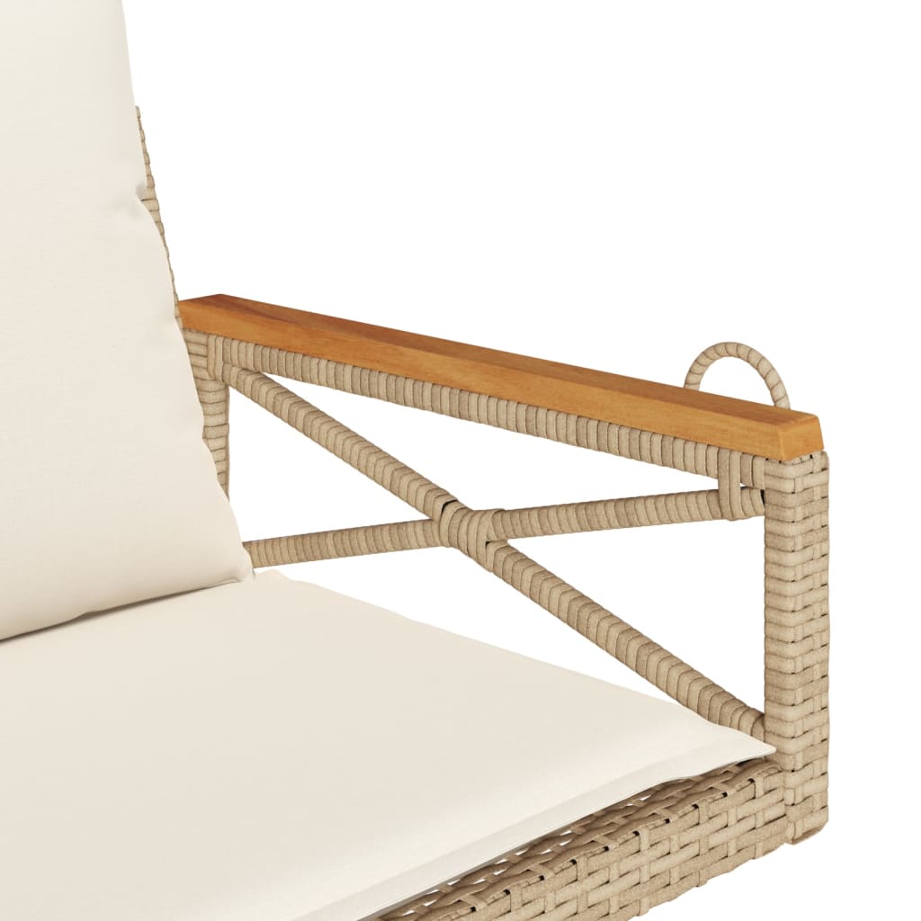 Chaise suspendue avec coussin beige 63x62x40 cm poly rotin