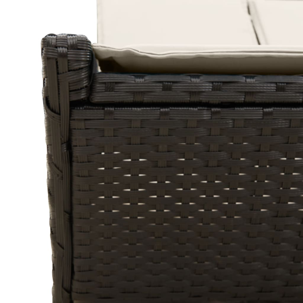 Bain de soleil double avec coussin en polyrotin noir