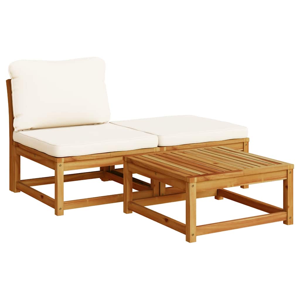 3-tlg. Garten-Lounge-Set mit Kissen Massivholz Akazie