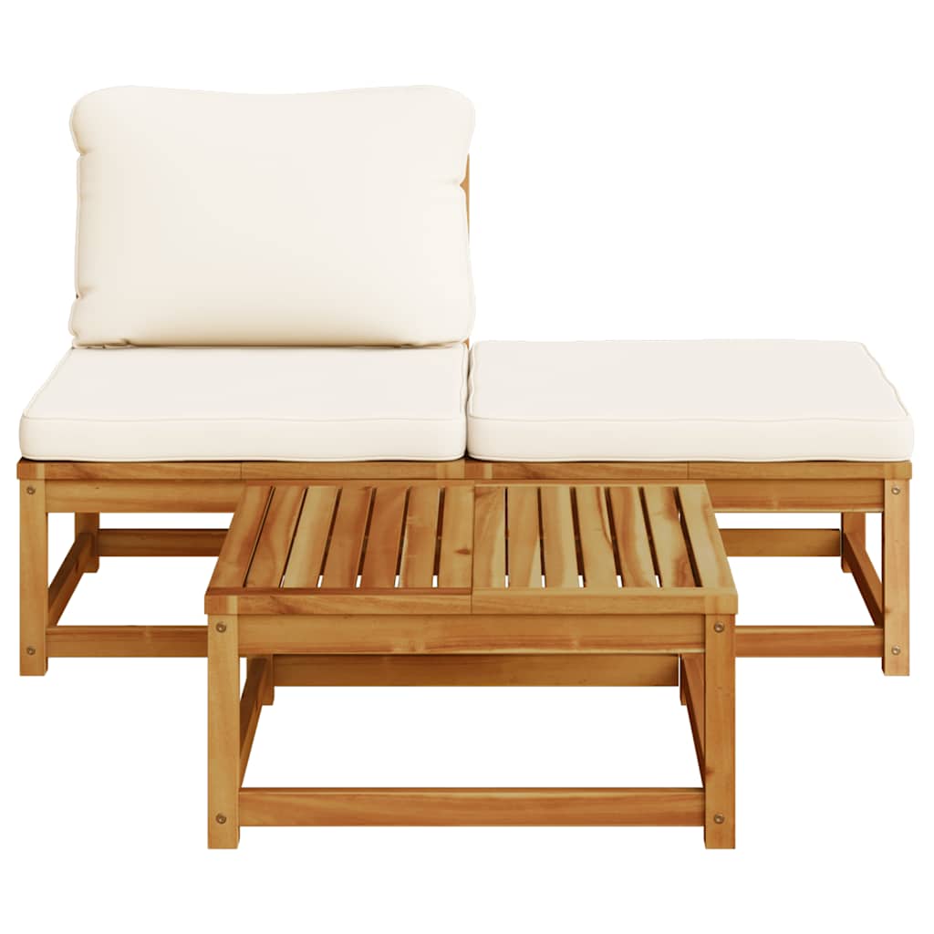 3-tlg. Garten-Lounge-Set mit Kissen Massivholz Akazie