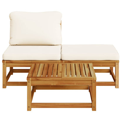 3-tlg. Garten-Lounge-Set mit Kissen Massivholz Akazie