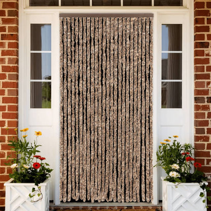 Fliegenvorhang Beige und Dunkelbraun 100x220 cm Chenille
