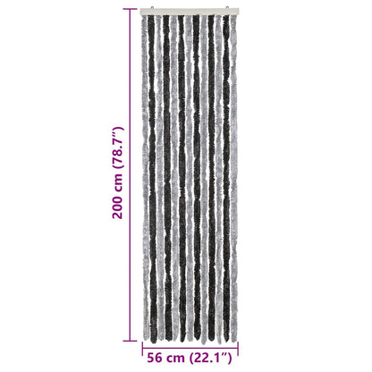 Fliegenvorhang Grau und Schwarz 56x200 cm Chenille