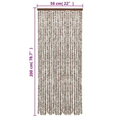 Fliegenvorhang Taupe und Weiß 56x200 cm Chenille