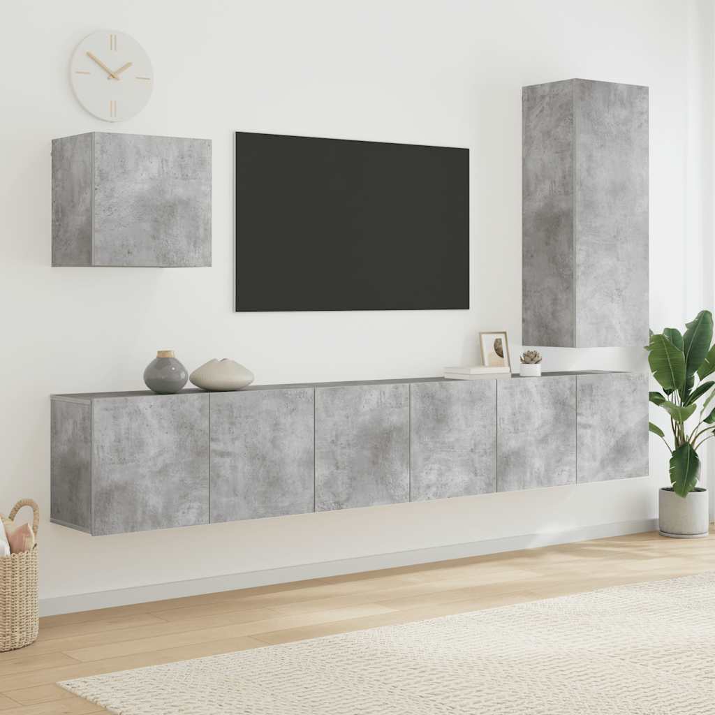 5-tlg. Wohnwand Betongrau Holzwerkstoff