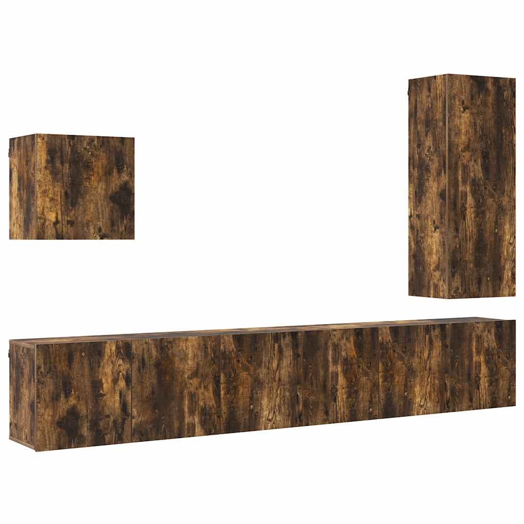 5-tlg. Wohnwand Räuchereiche Holzwerkstoff