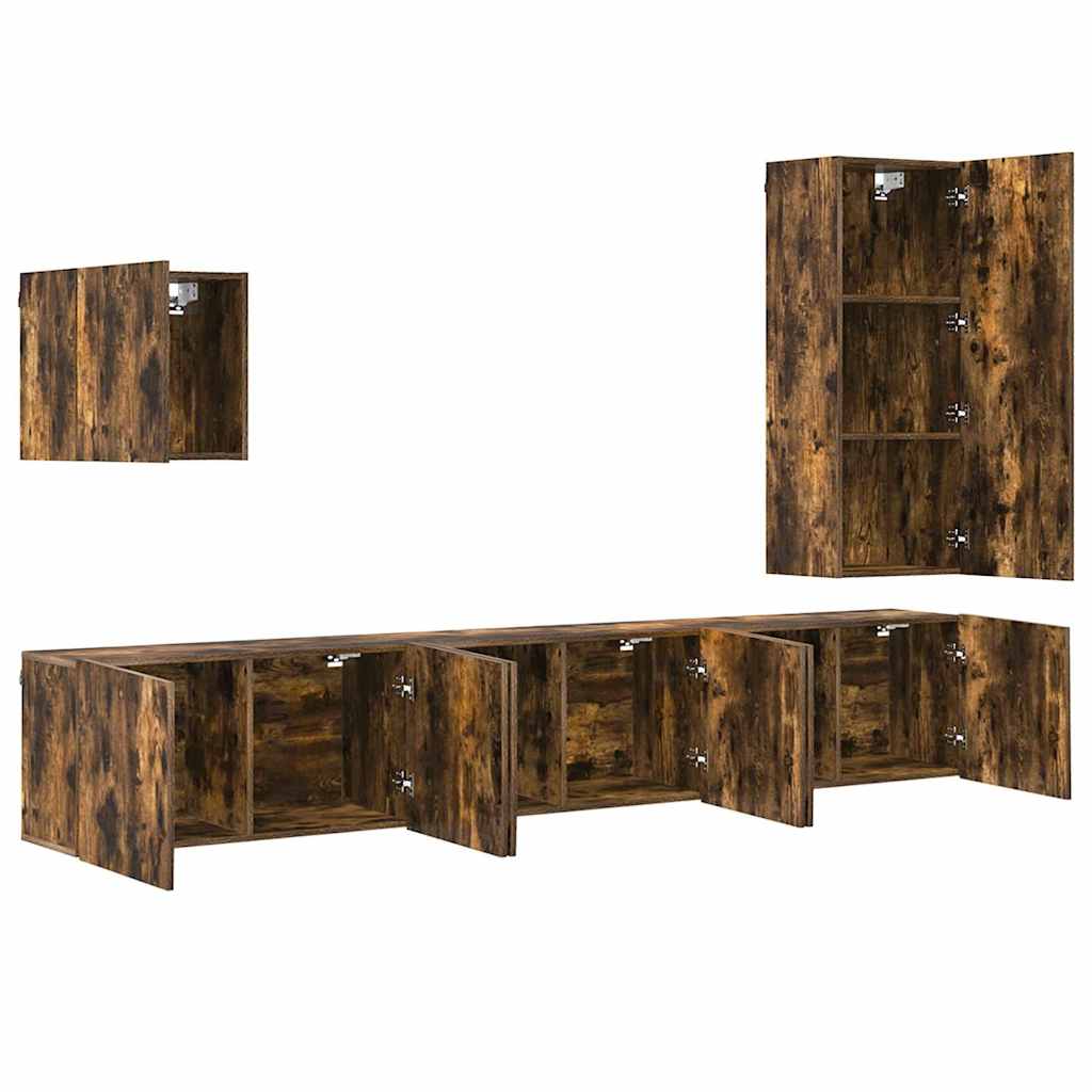 5-tlg. Wohnwand Räuchereiche Holzwerkstoff