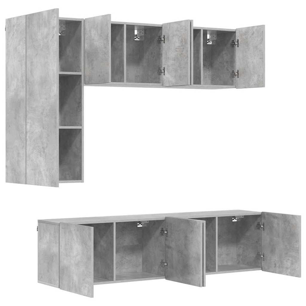 5-tlg. Wohnwand Betongrau Holzwerkstoff