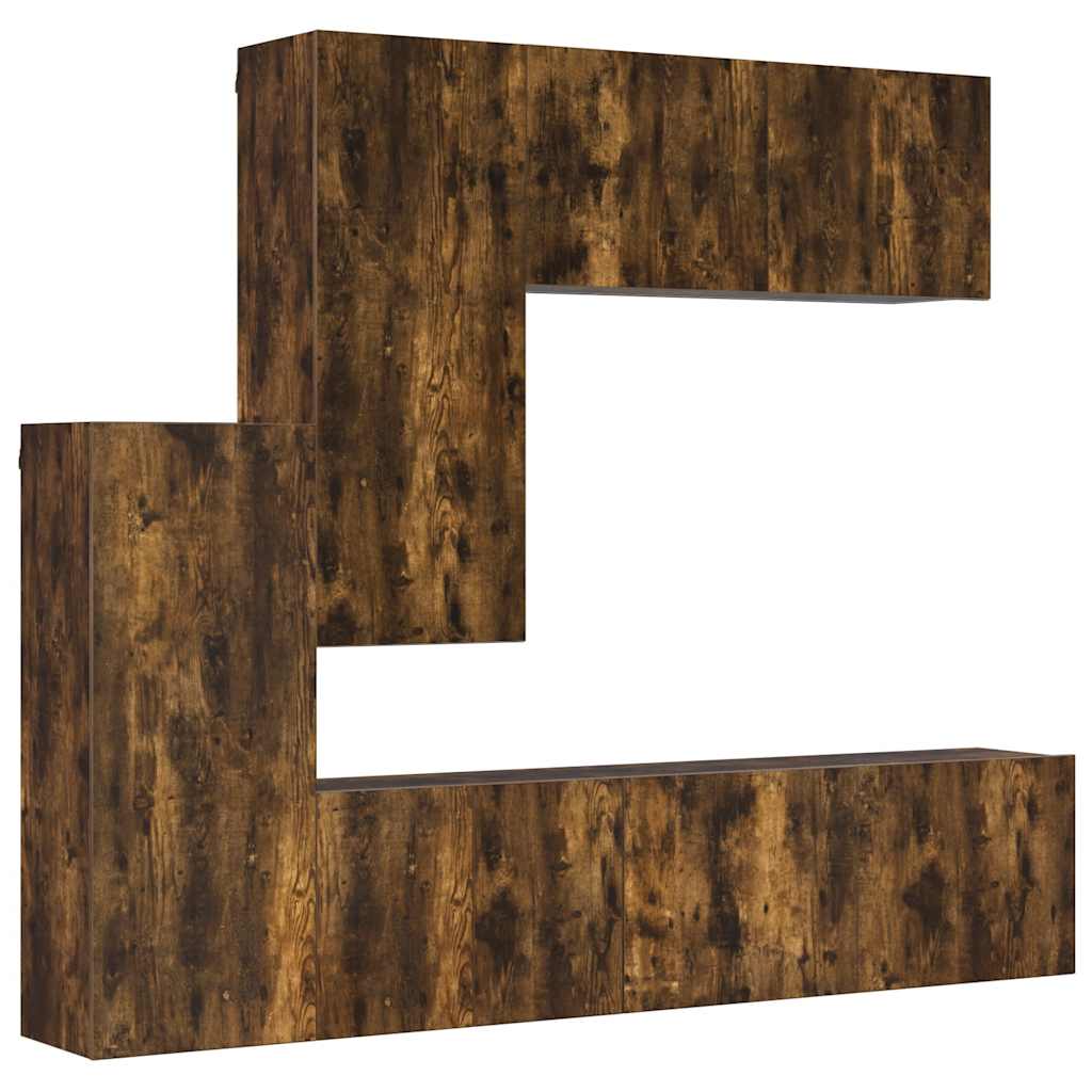 5-tlg. Wohnwand Räuchereiche Holzwerkstoff