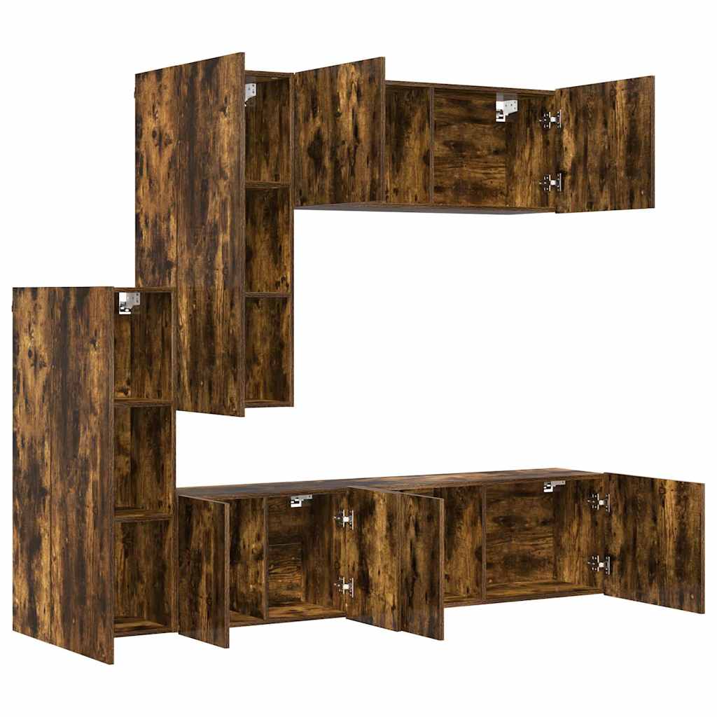 5-tlg. Wohnwand Räuchereiche Holzwerkstoff
