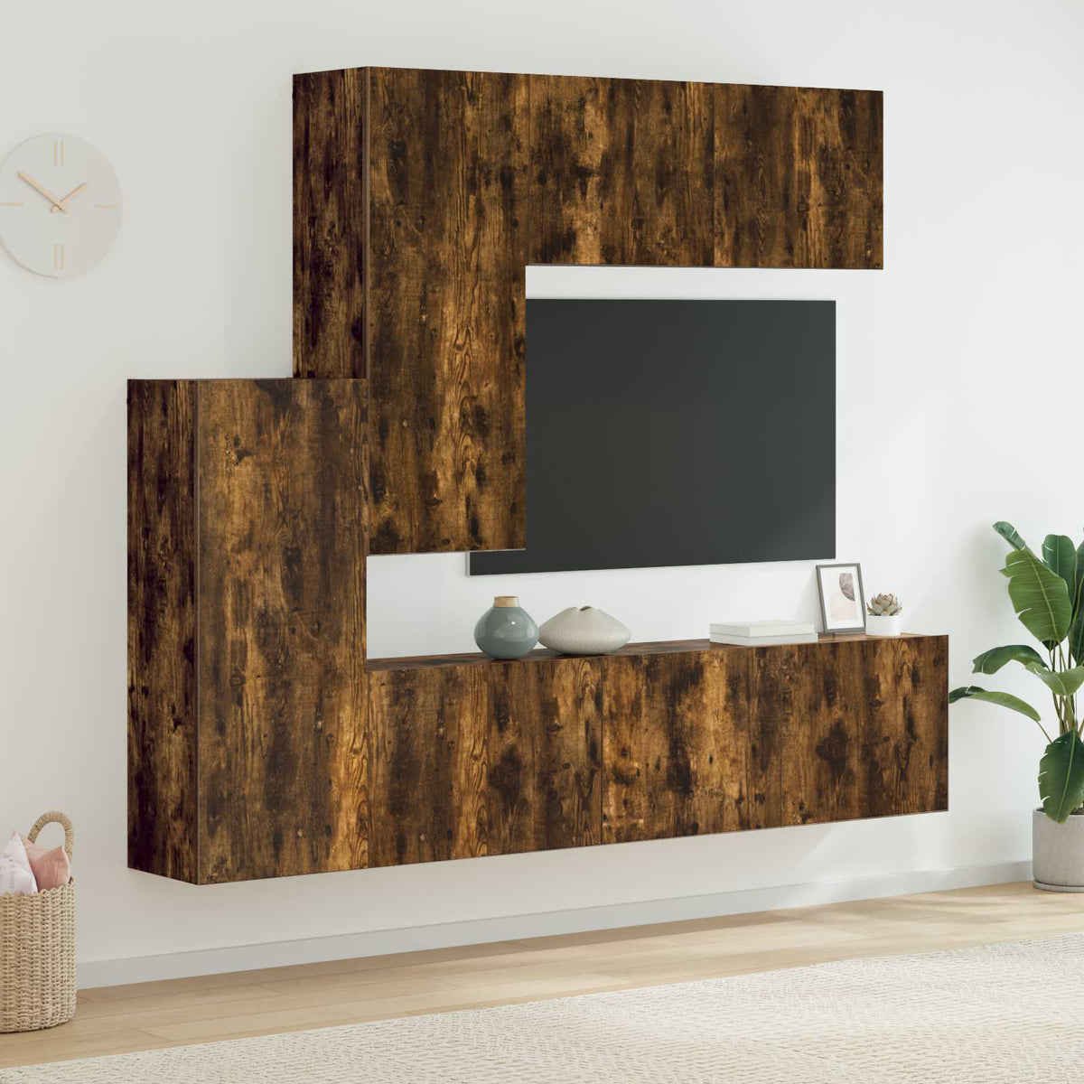 5-tlg. Wohnwand Räuchereiche Holzwerkstoff